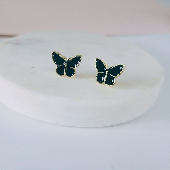7/$35 Black Butterfly Small Stud Earrings - Picture 6 of 11
